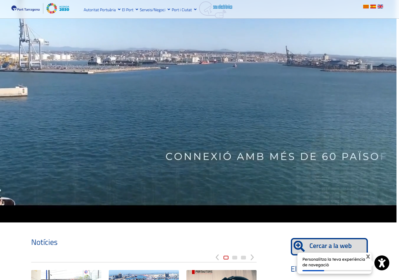 Web de Port Tarragona: vista desktop