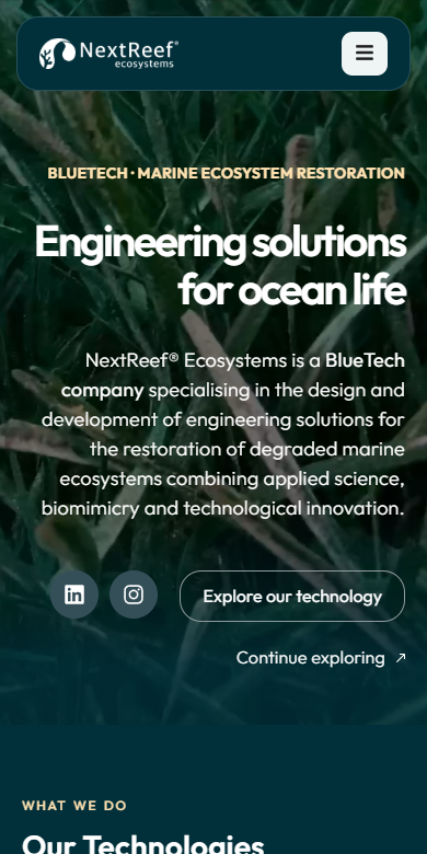 Proyecto Solpronet: nextreef, vista mobile